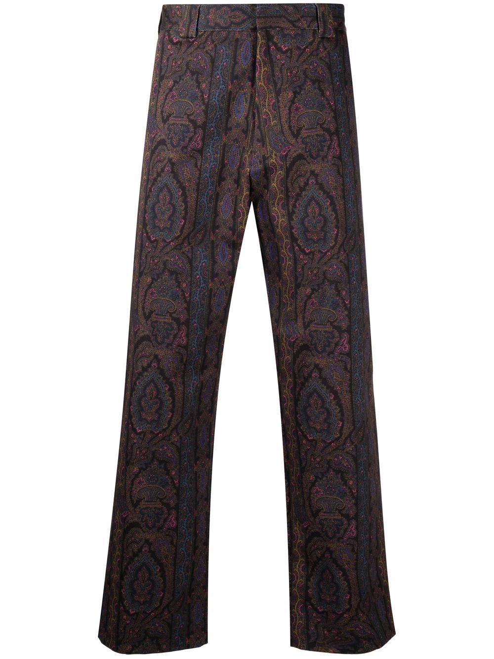 paisley-print straight leg trousers - 1