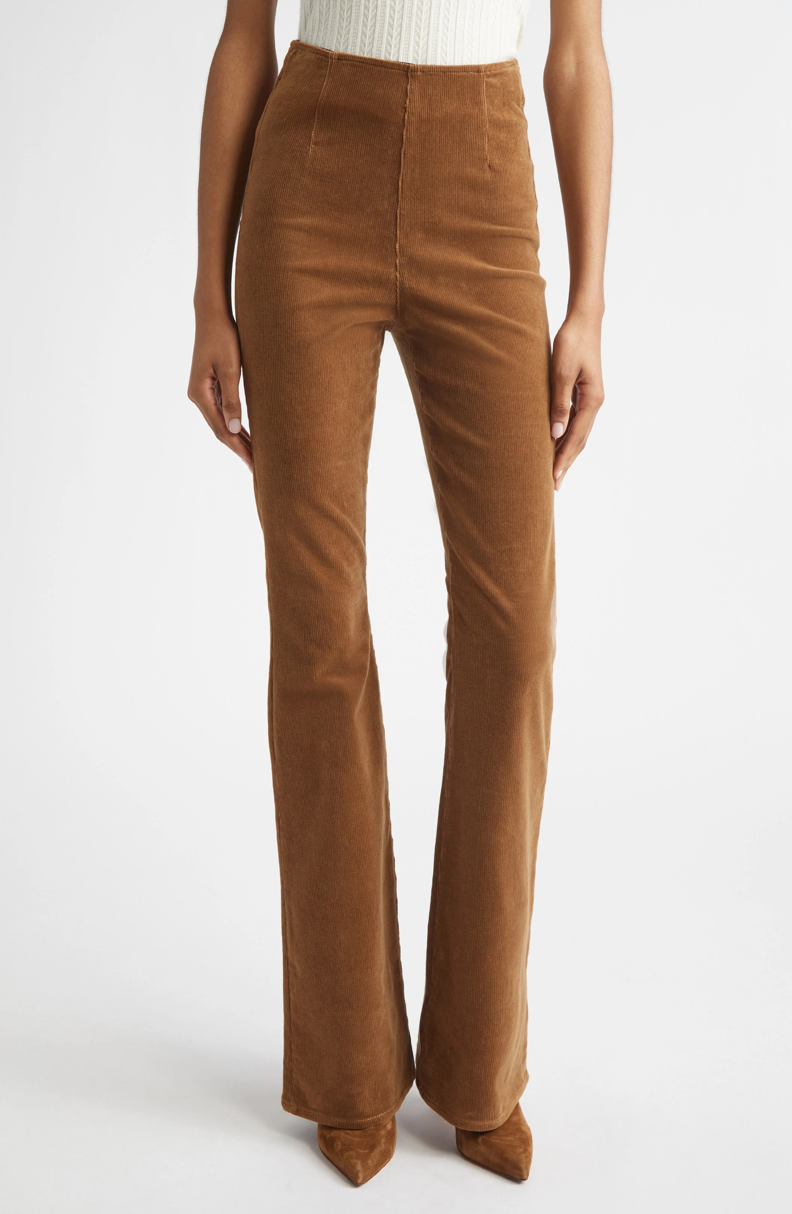 Veronica Beard Beverly Off Duty Pull-On High Waist Skinny Flare Corduroy Pants in Deep Ochre at Nord - 1