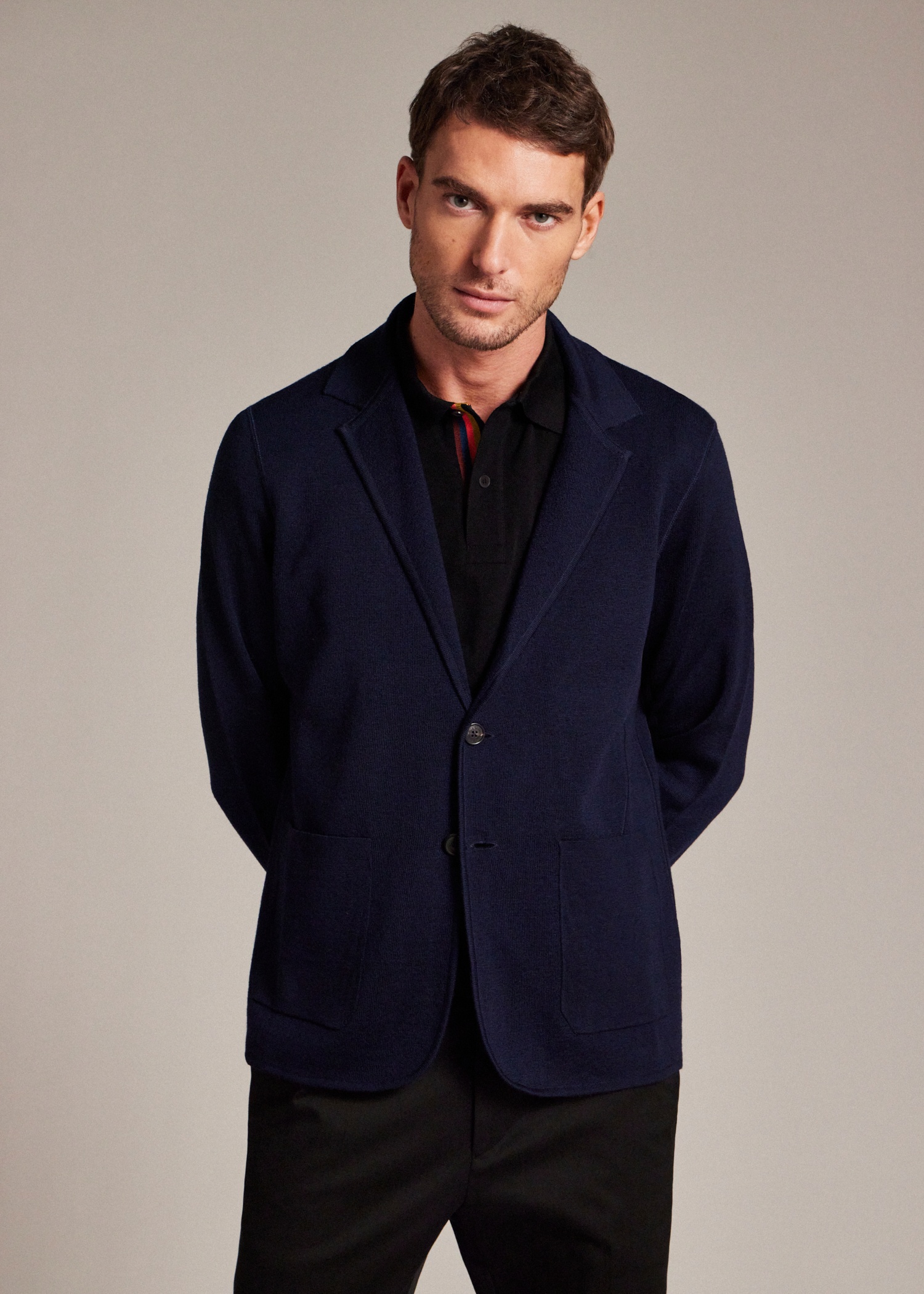 Dark Navy Merino Wool Cardigan Blazer - 9