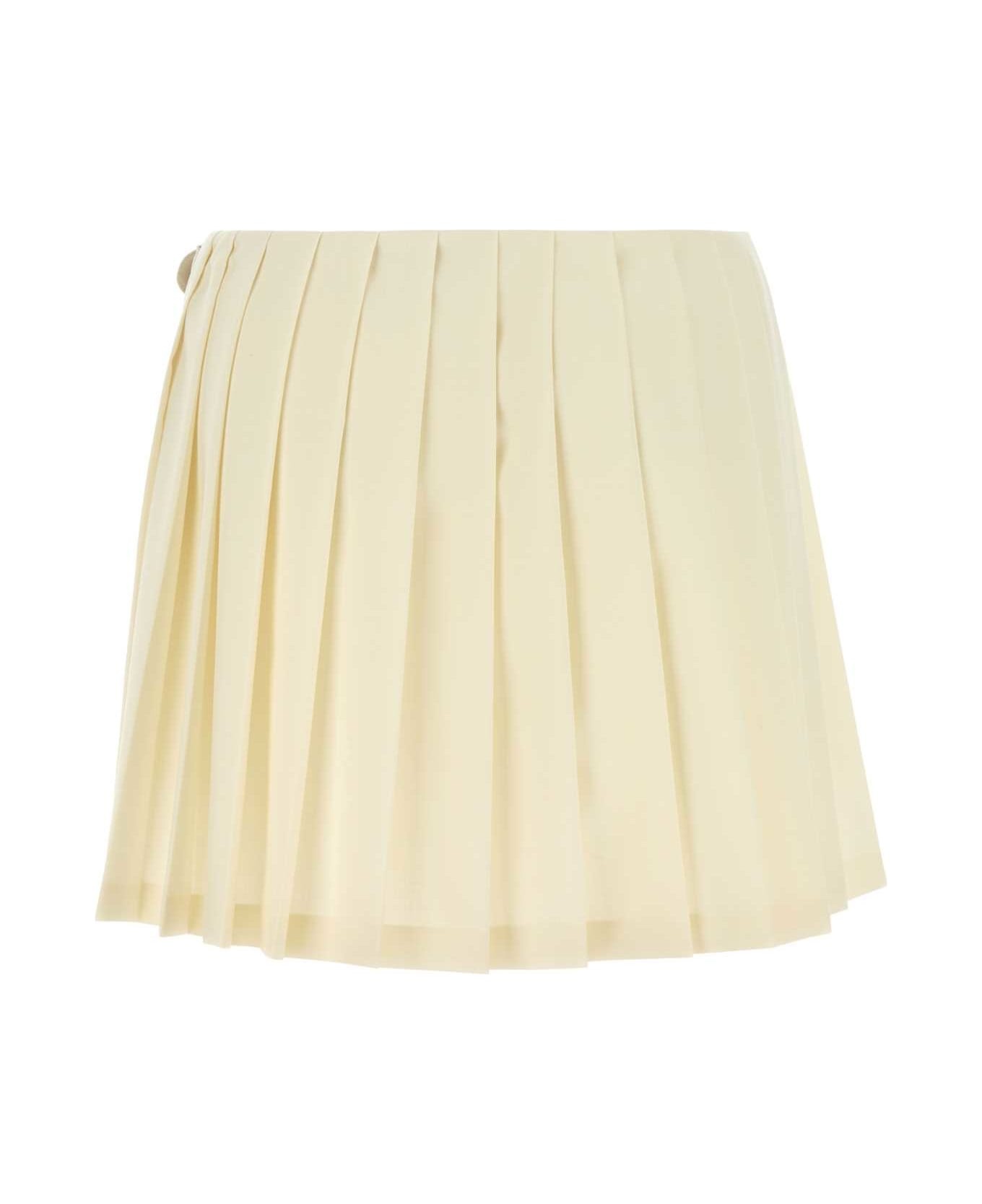 Cream Canvas Mini Skirt - 2