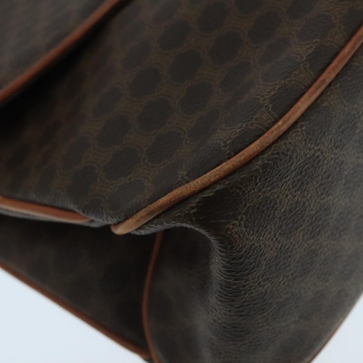 CELINE Macadam Canvas Hand Bag Pvc Leather Brown Gold - 11