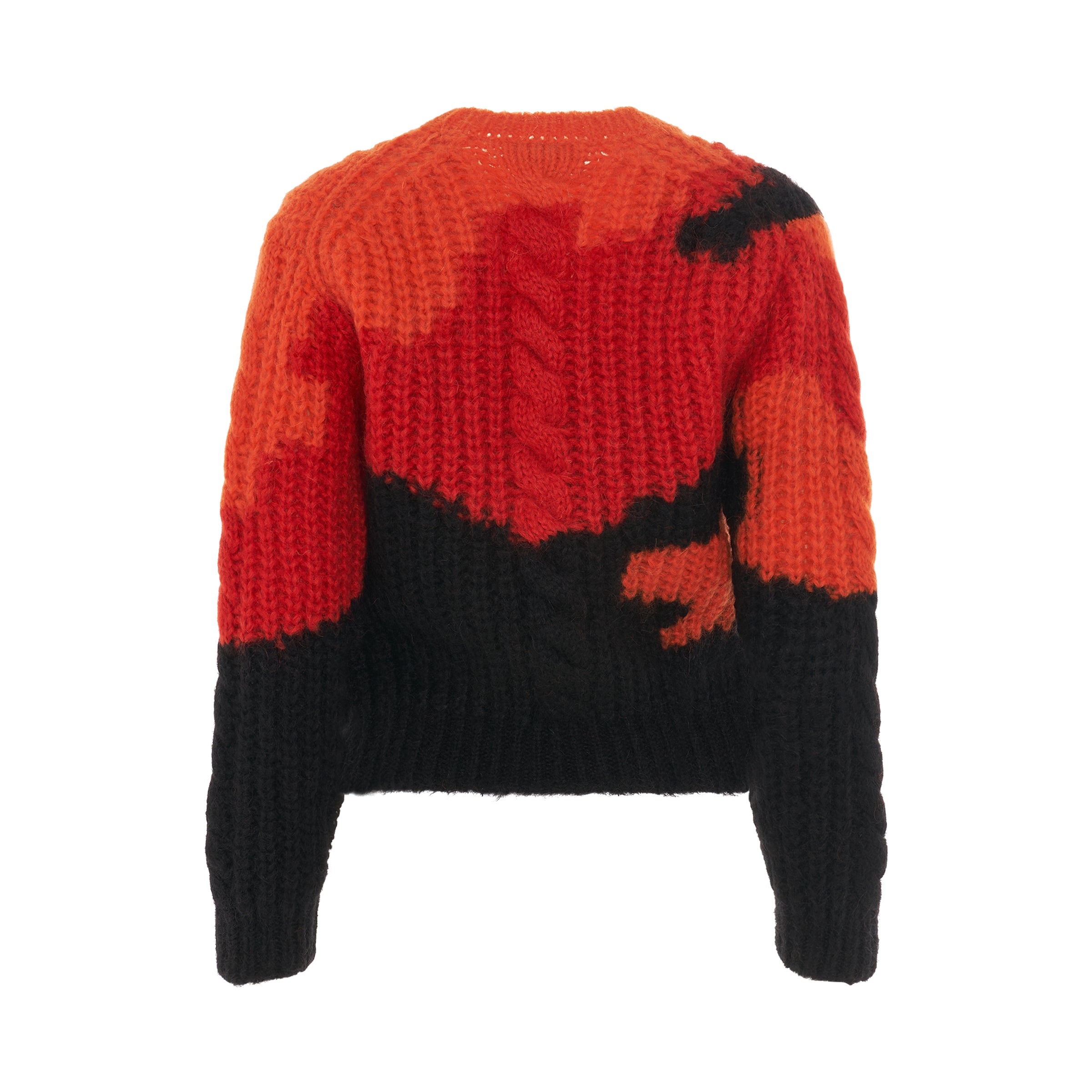 Multicolour Mohair Crewneck Sweater in Orange/Red/Black - 4