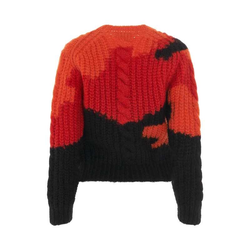 Alexander McQueen Multicolour Mohair Crewneck Sweater in Orange/Red/Black outlook