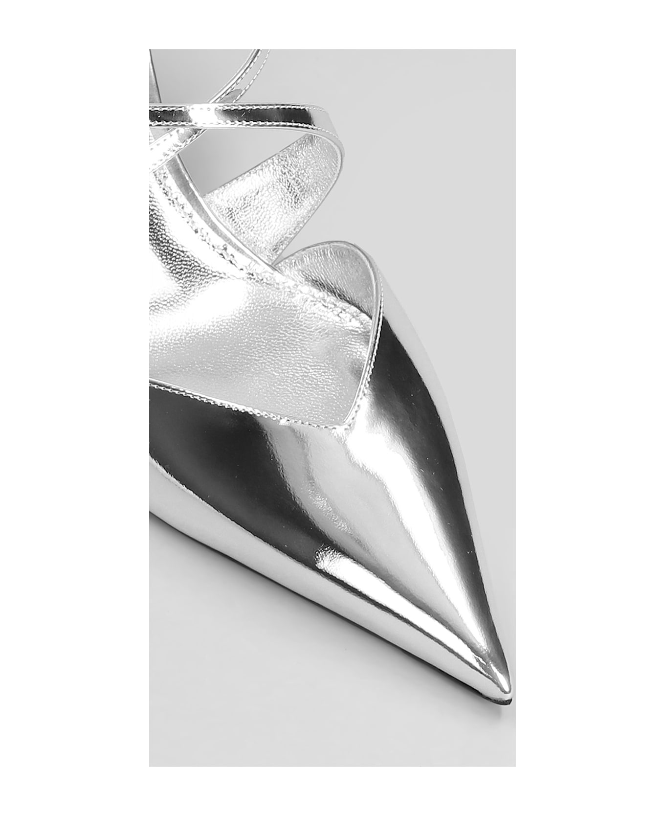 Laila Mule 75 Slipper-mule In Silver Leather - 5