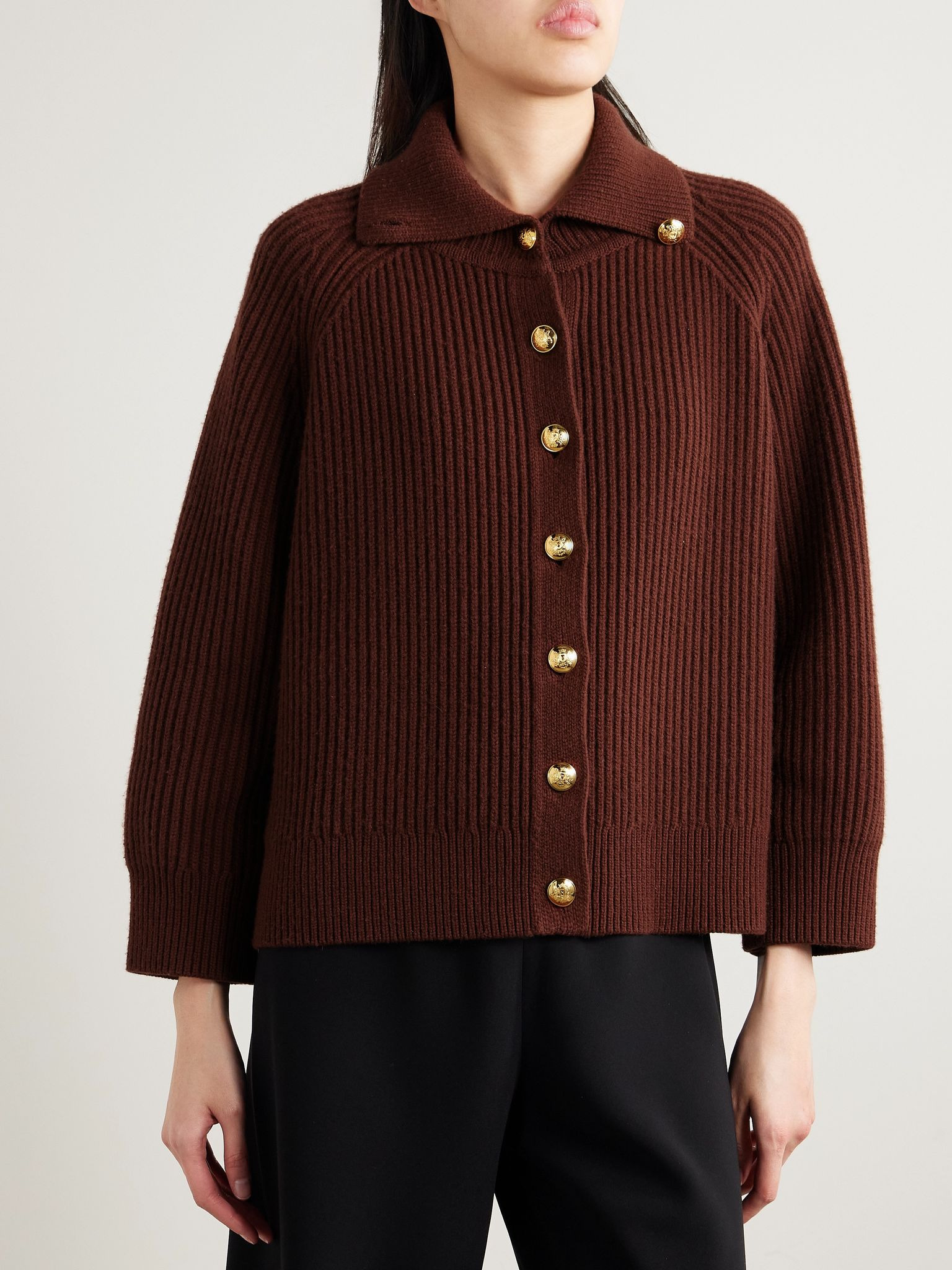 Deryl ribbed cashmere cardigan Brick - 3