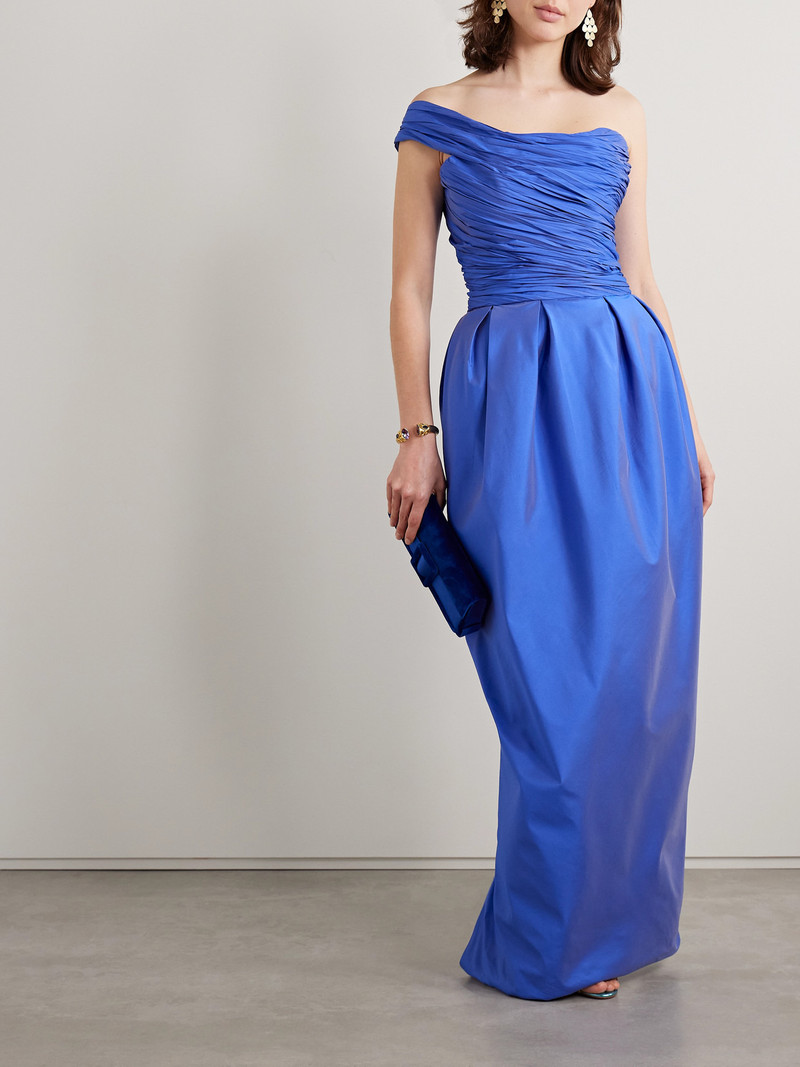 MARMAR HALIM One-shoulder Gathered Plissé-taffeta Gown outlook