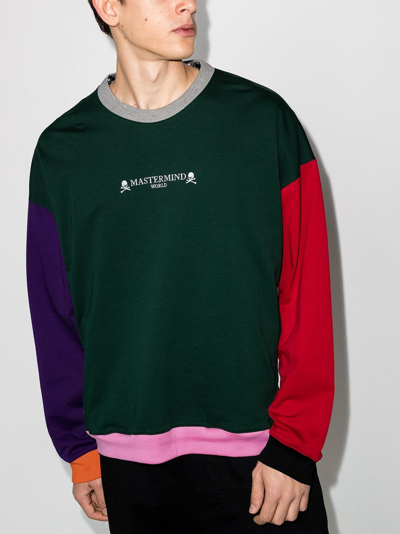 mastermind JAPAN logo-print panelled sweatshirt outlook