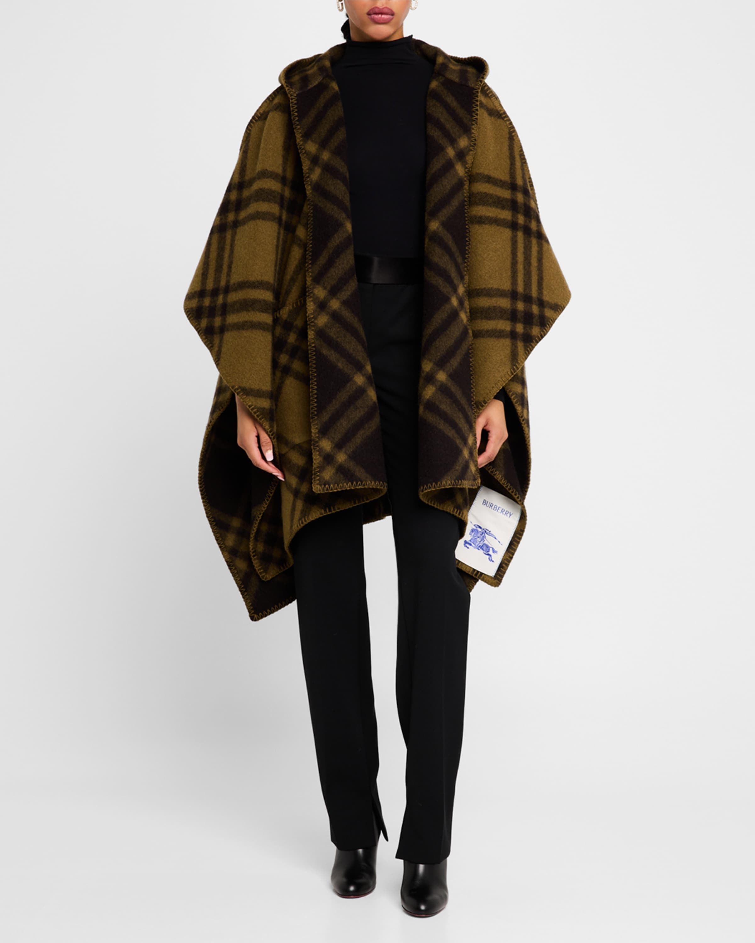 Catherine Reversible Check Hooded Cape - 2