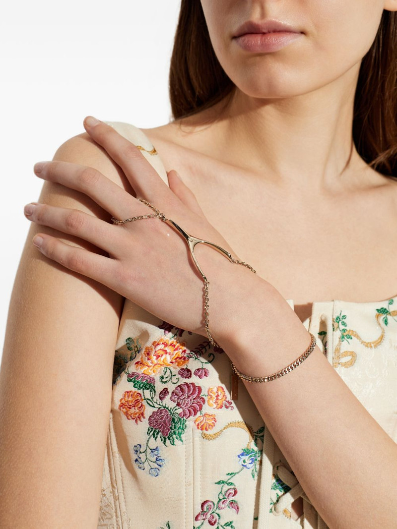 Alexander McQueen wishbone-plaque chain hand bracelet outlook