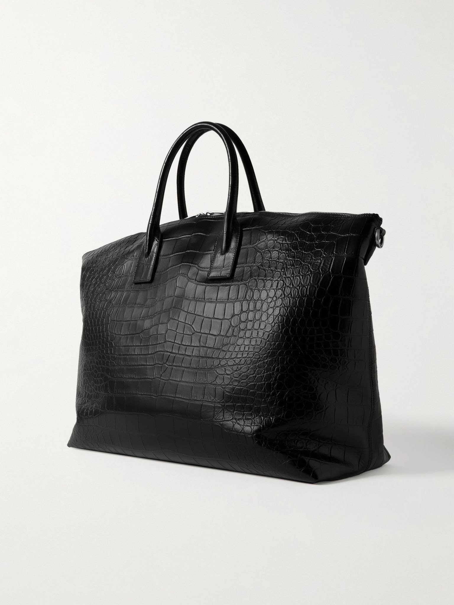 Giant Croc-Effect Leather Weekend Bag Black - 3
