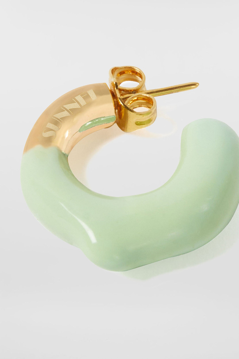 SUNNEI MINI RUBBERIZED EARRINGS GOLD / light green outlook