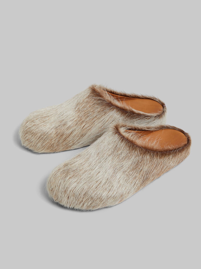 BEIGE LONG HAIR CALFSKIN FUSSBETT SABOT - 5