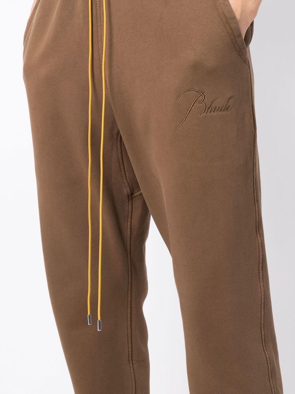 drawstring-waist cotton track pants - 5