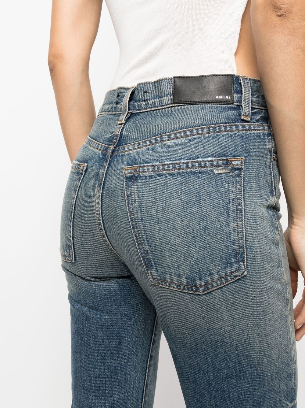 mid-rise distressed straight jeans - 5