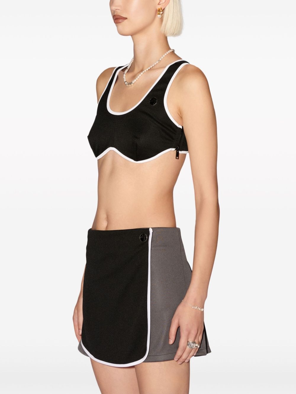 lace-up cropped top - 5