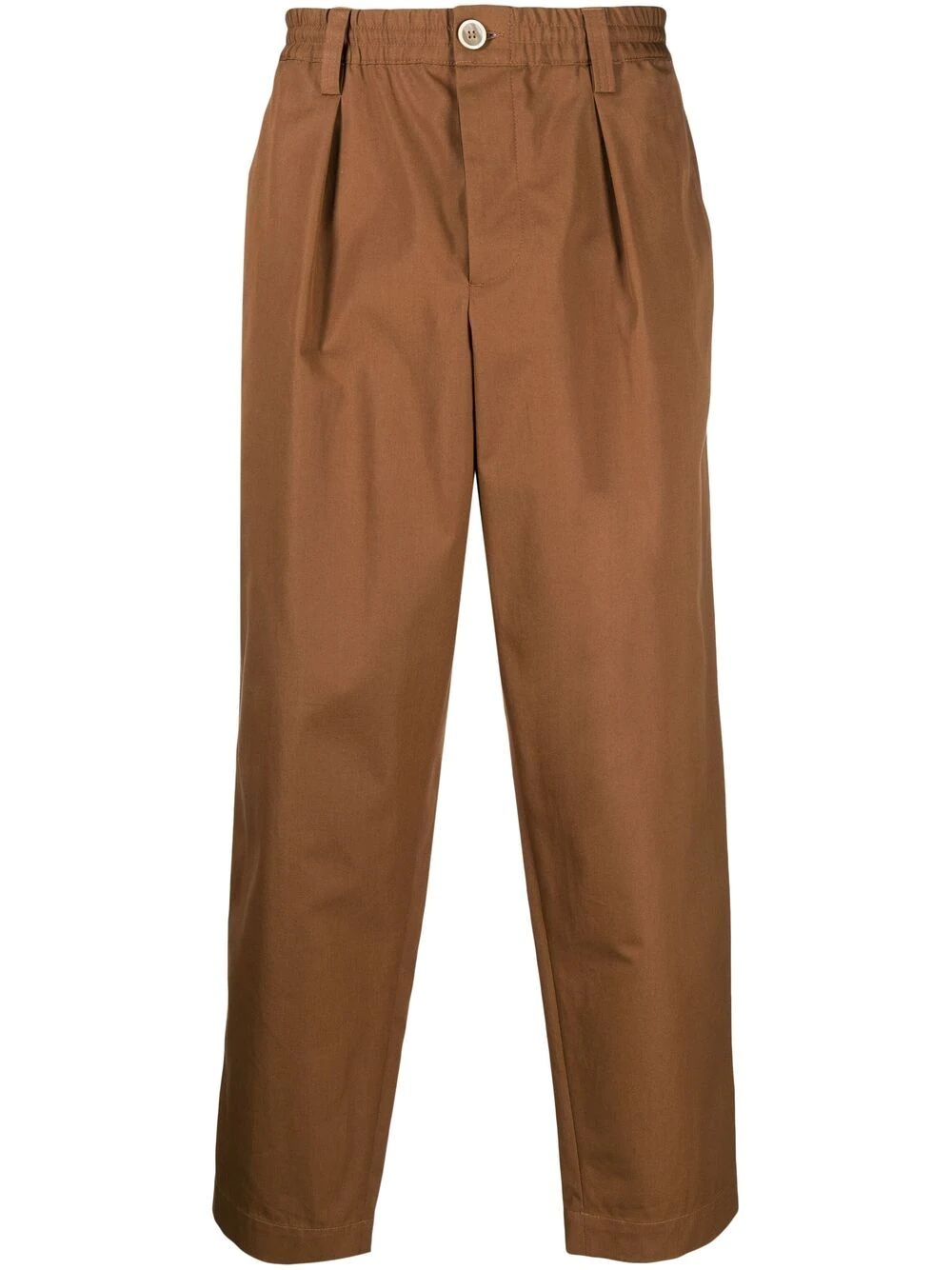 elasticated-waist straight-leg trousers - 1