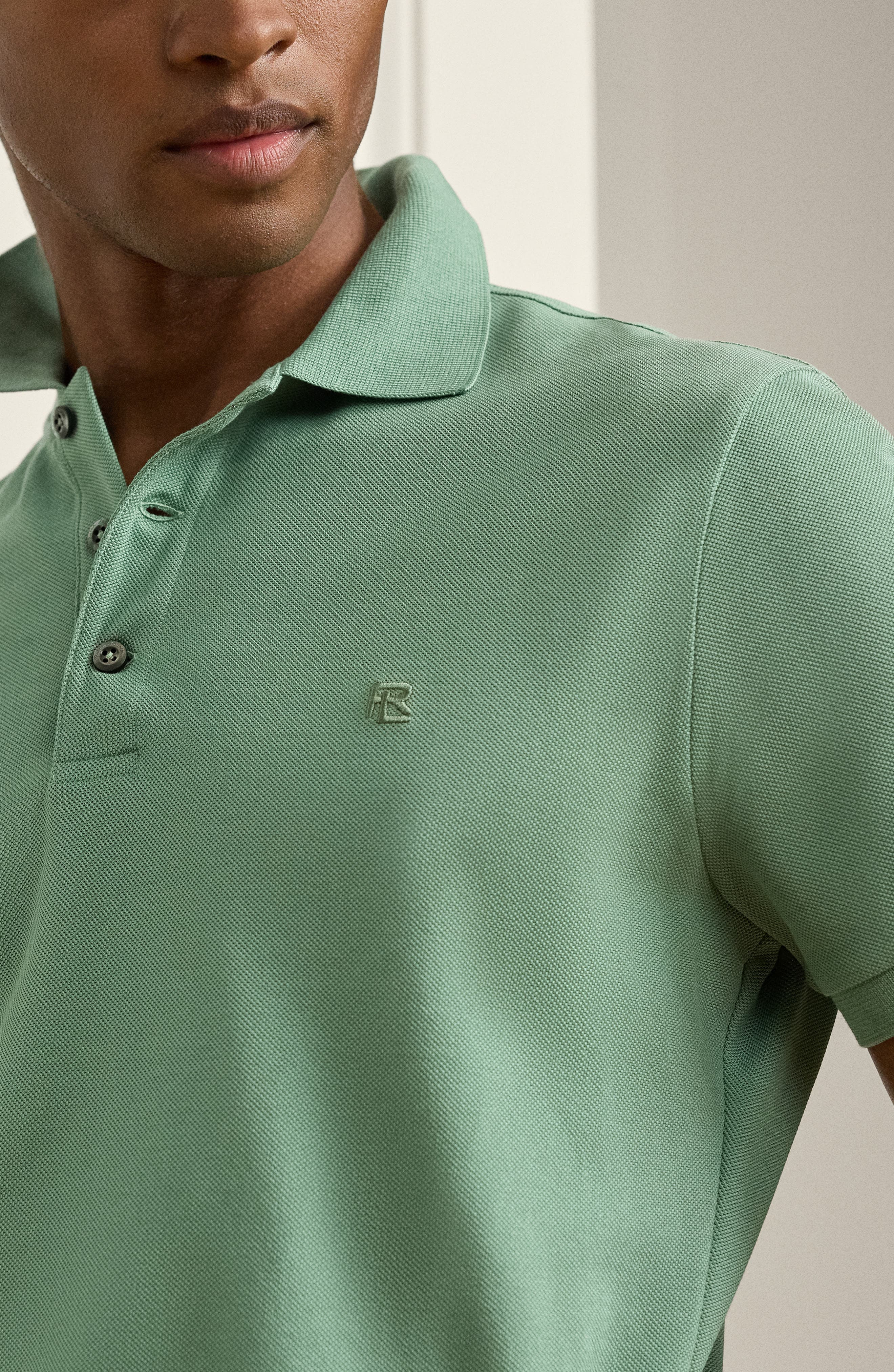 Ralph Lauren Purple Label Embroidered Logo Cotton Piqué Polo in Feldspar Green at Nordstrom - 3