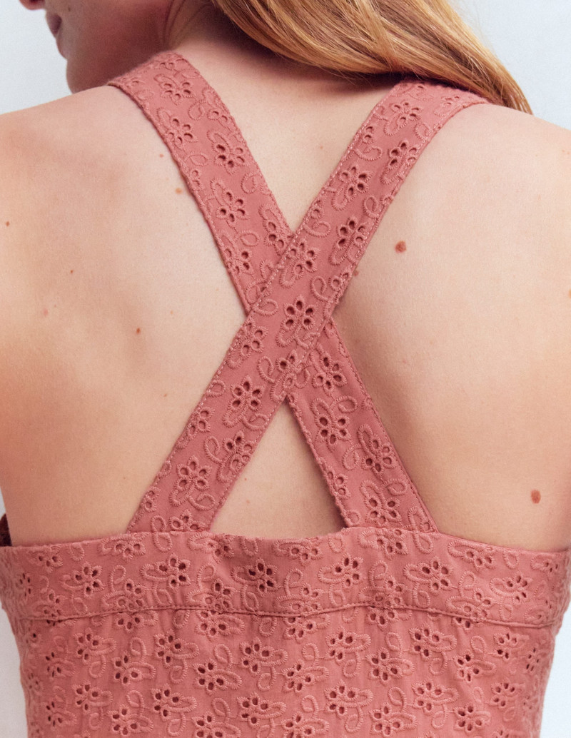 Cross Back Broderie Midi Dress-Vintage Rose Broderie 4