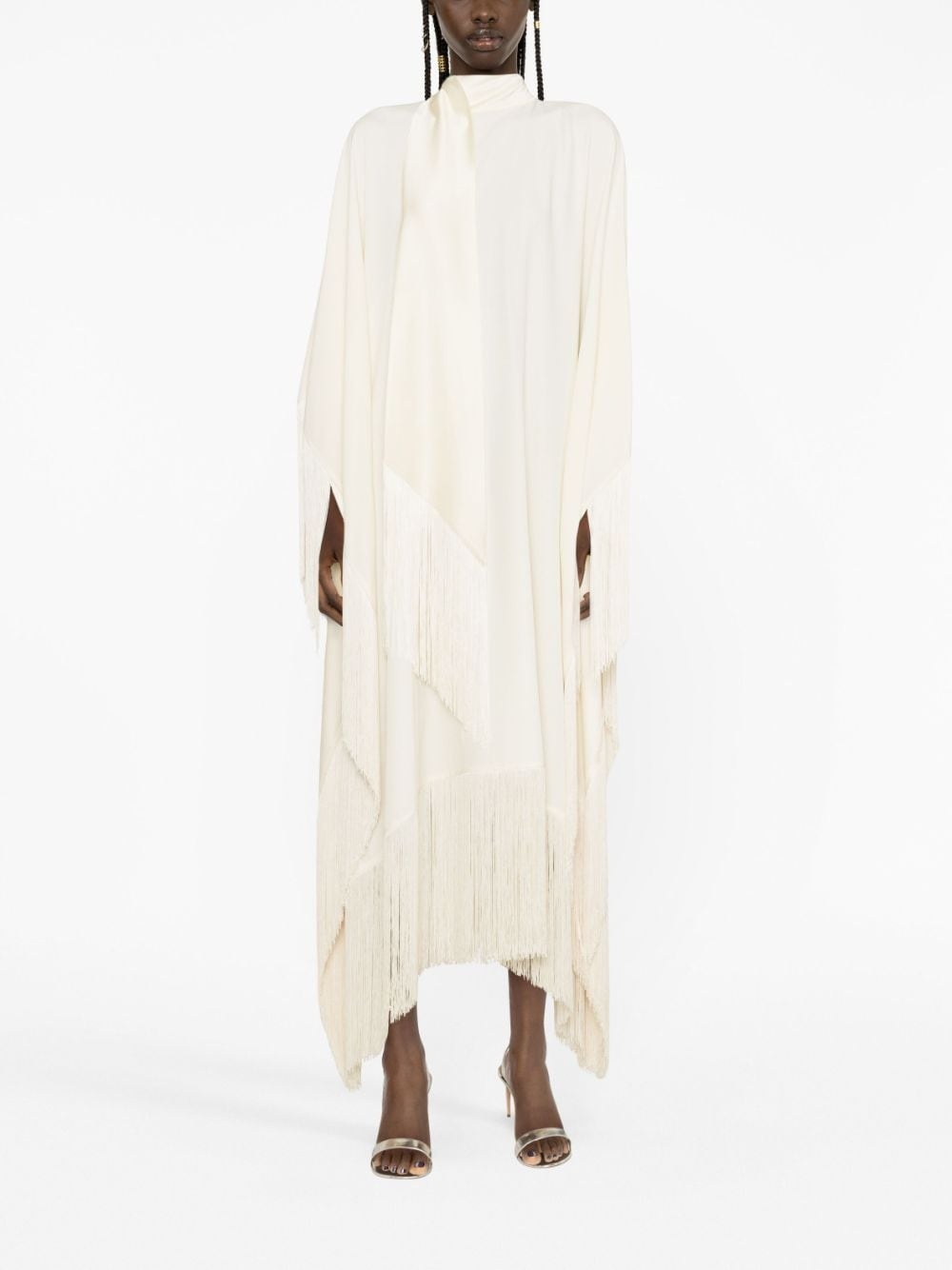 long-sleeve fringed midi dress - 2