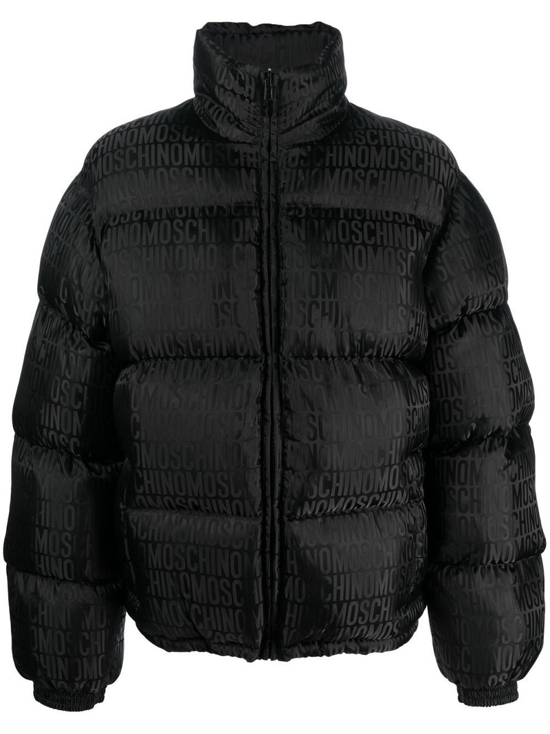 all-over logo print padded jacket 1