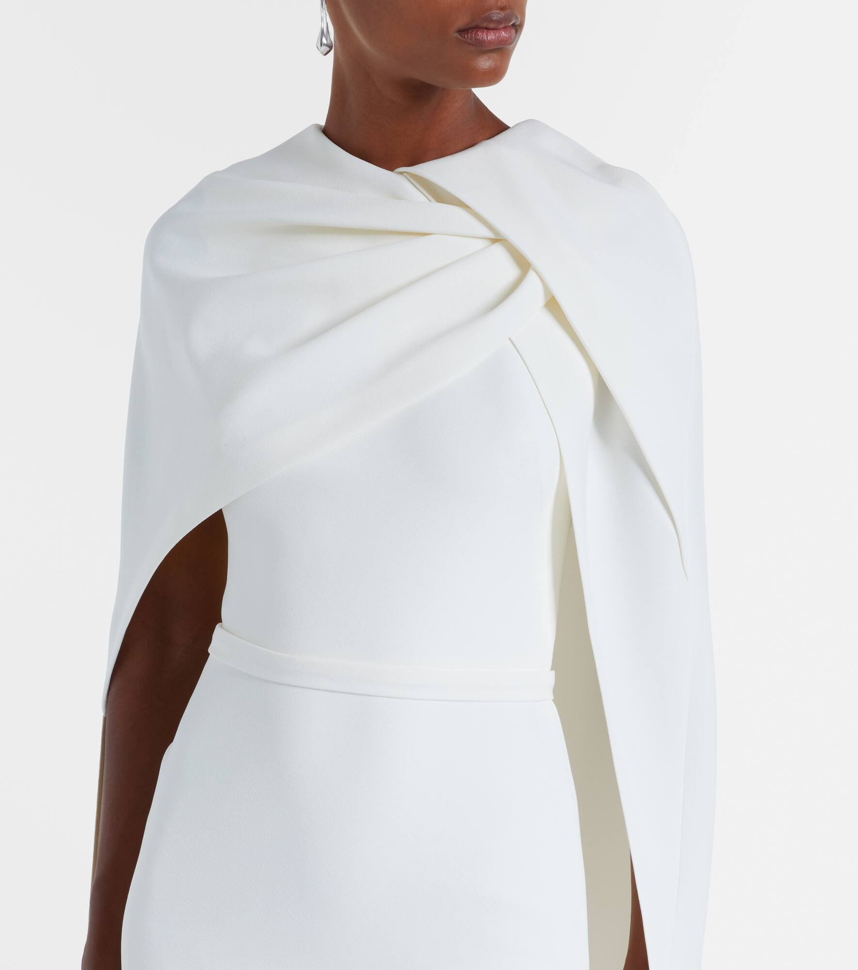 Bridal Oria caped crêpe midi dress - 6