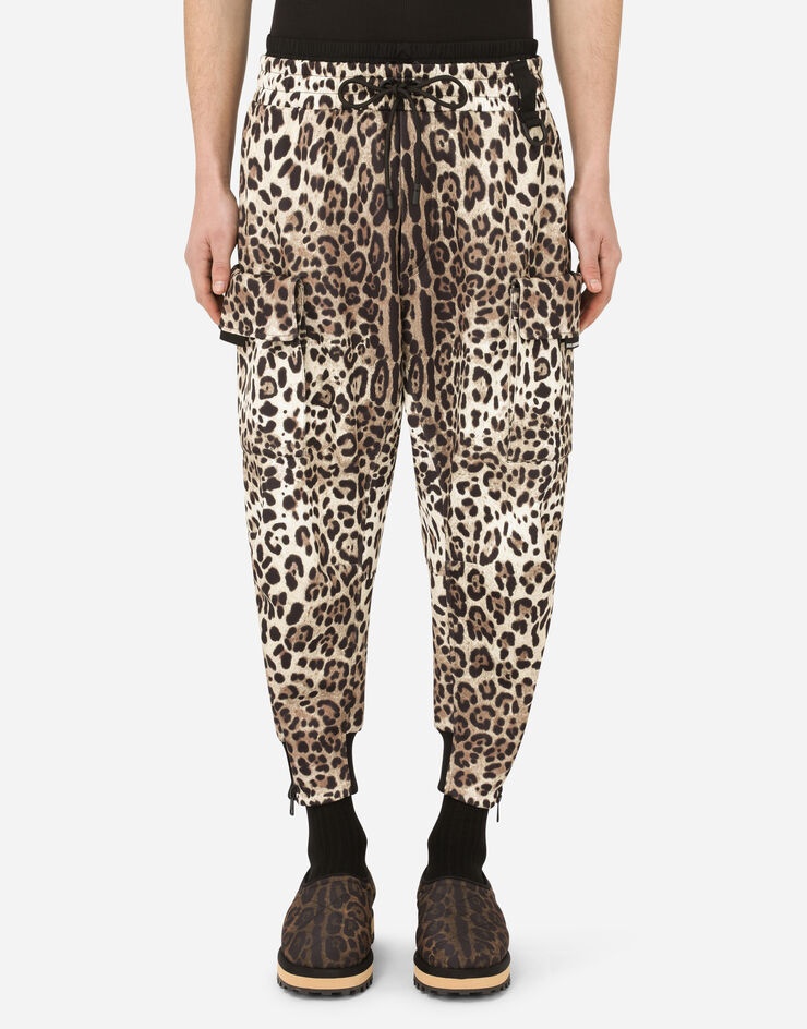 Leopard-print jogging pants with patch embellishment - 1