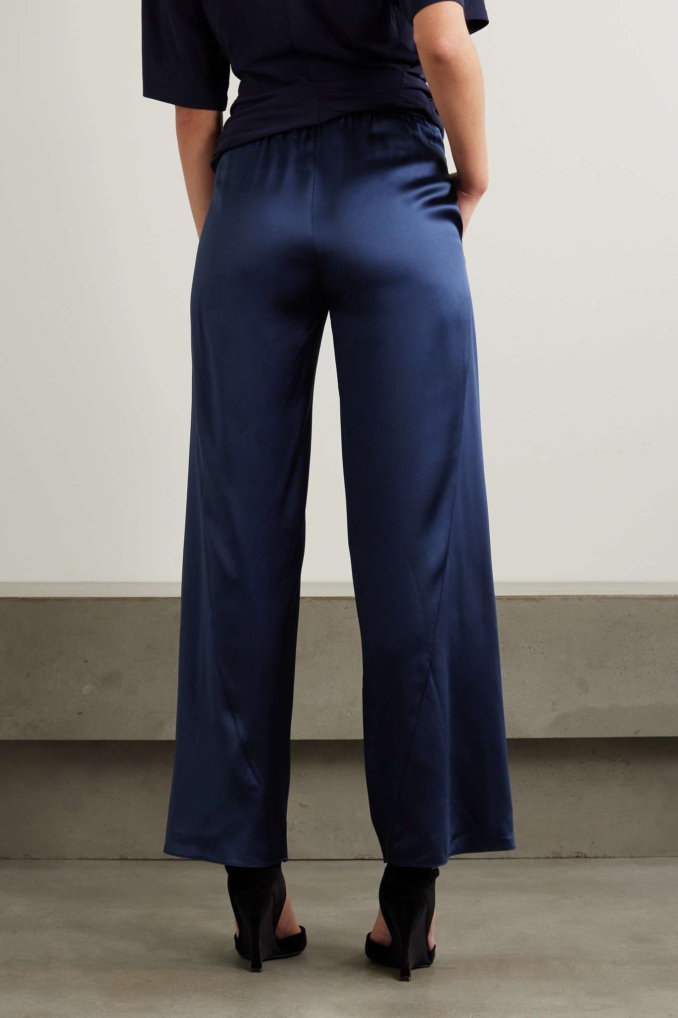 Silk-satin wide-leg pants - 3