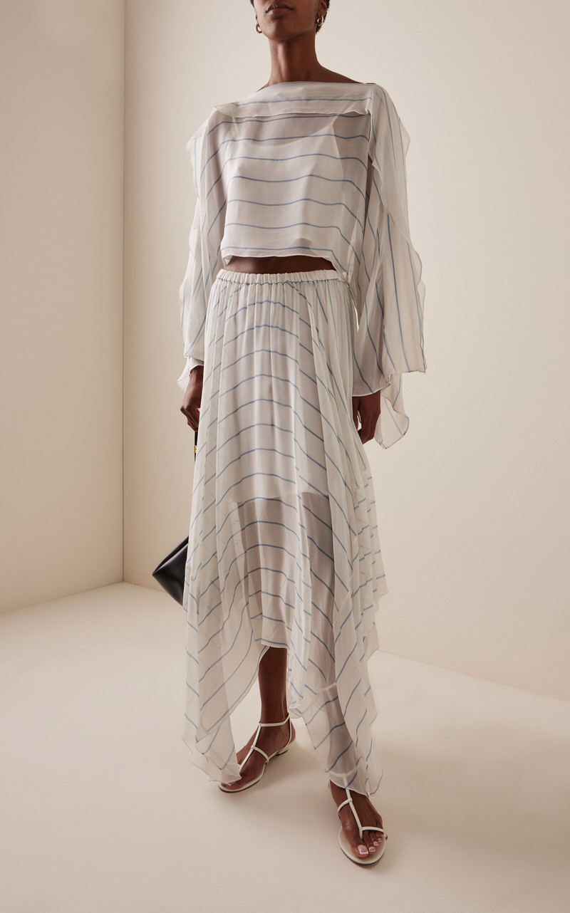 BONDI BORN® Capri Striped Chiffon Maxi Skirt white outlook