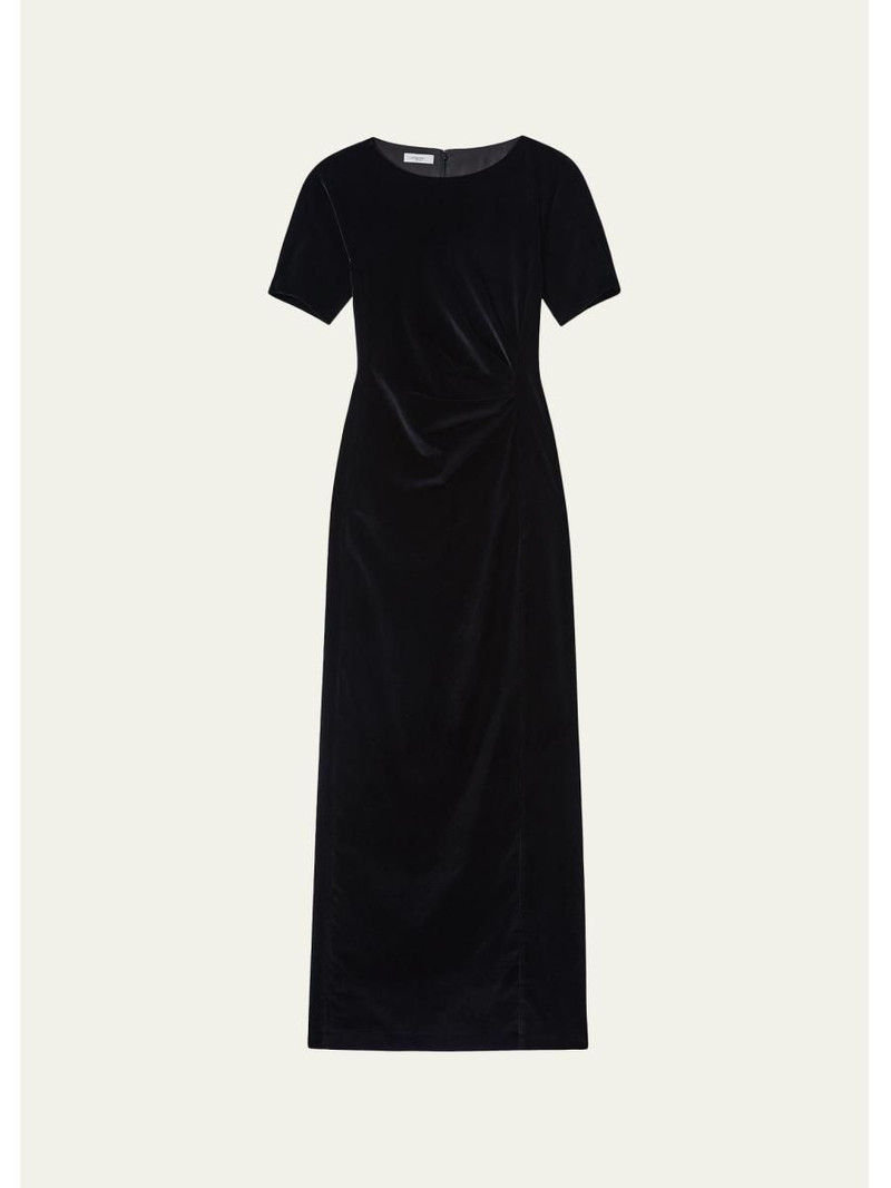 Pleated A-Line Velvet Gown 1