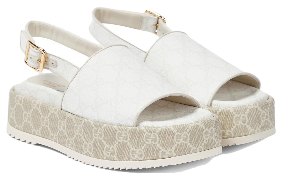 (WMNS) Gucci Platform GG Sandal 'White Beige' 701153-96G60-9061 - 2