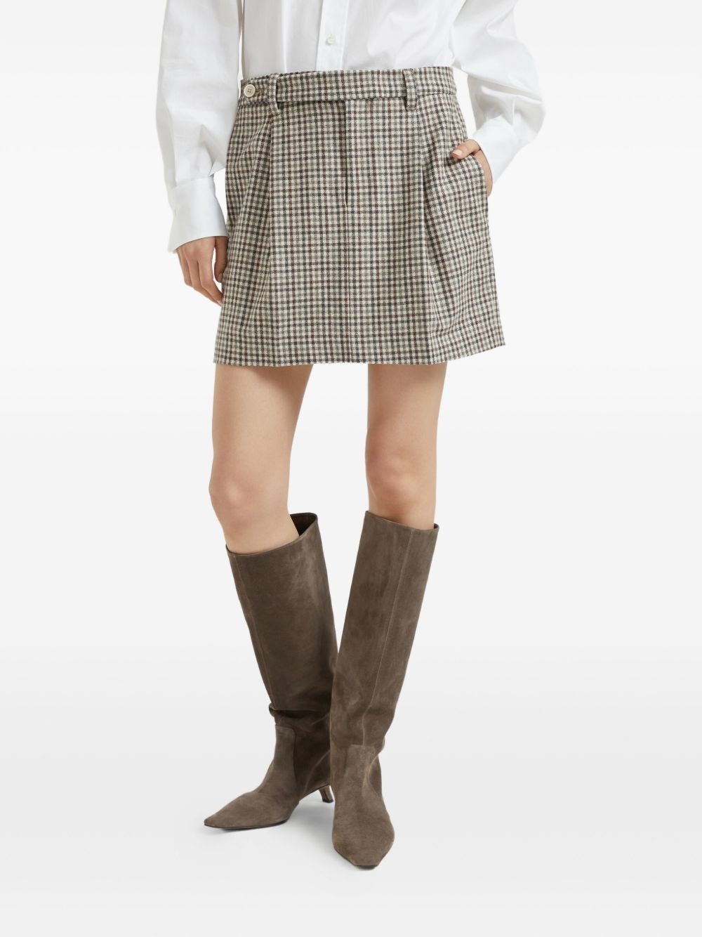 checked flannel mini skirt - 3