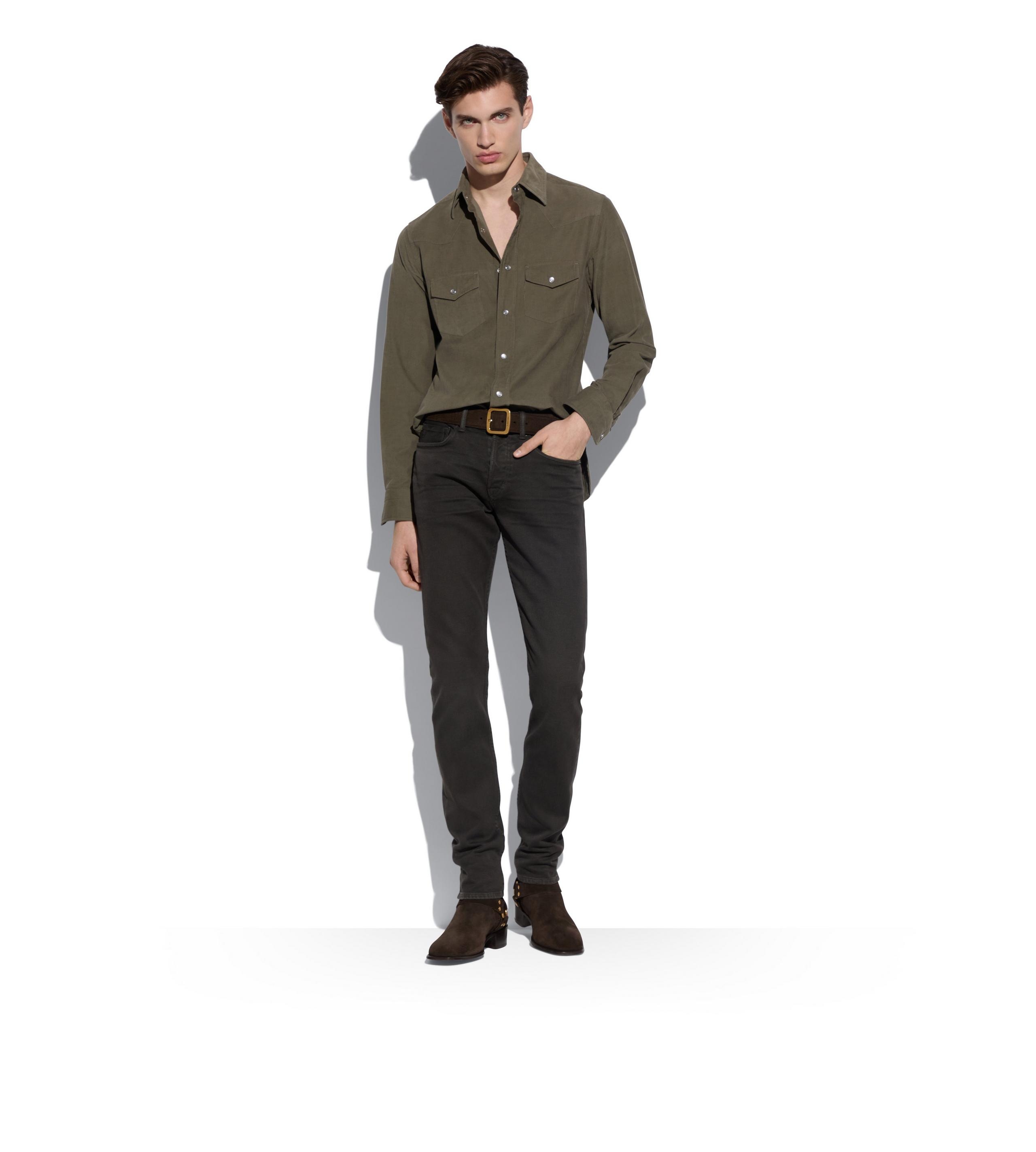 TOMFORD ストレッチサテンハンツ PAW397FAX881 LB999 TOM FORD SUEDE SQUARE BELT | REVERSIBLE