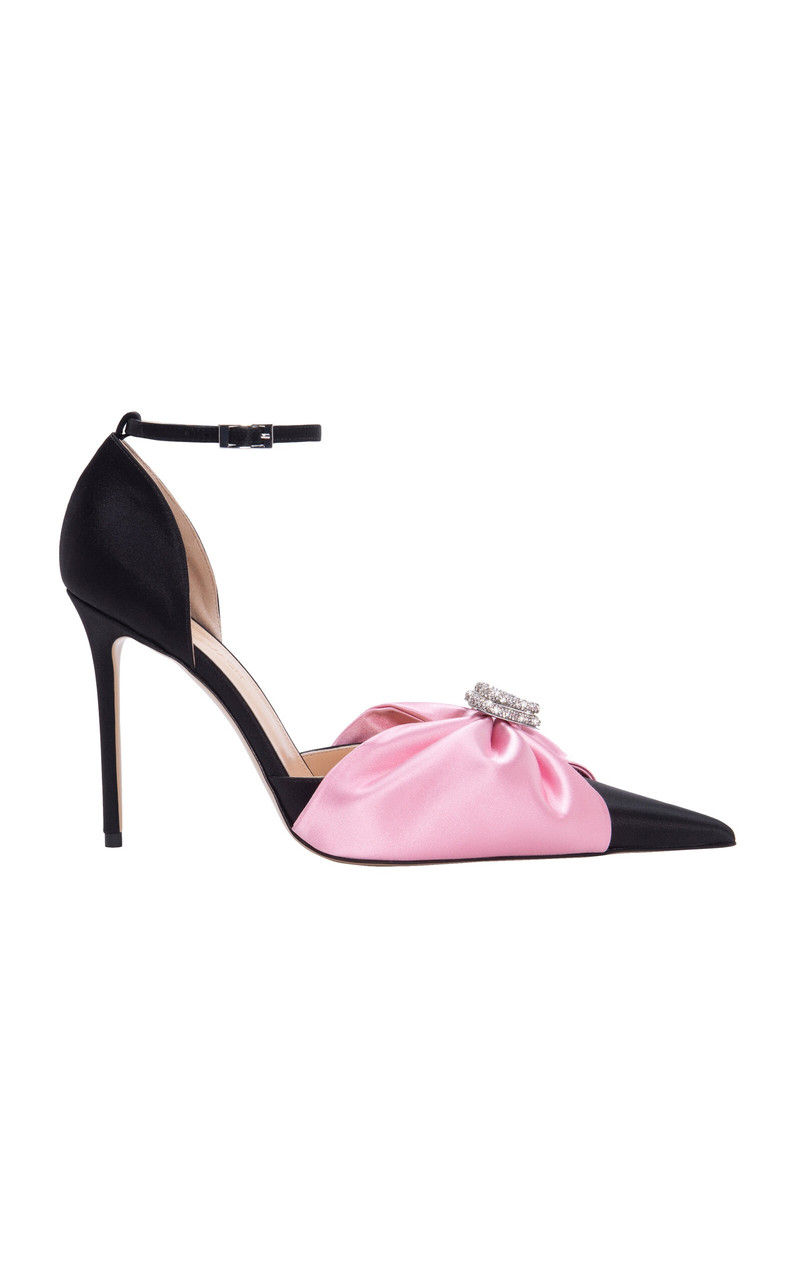 Double Heart Satin Draped Pumps pink - 1