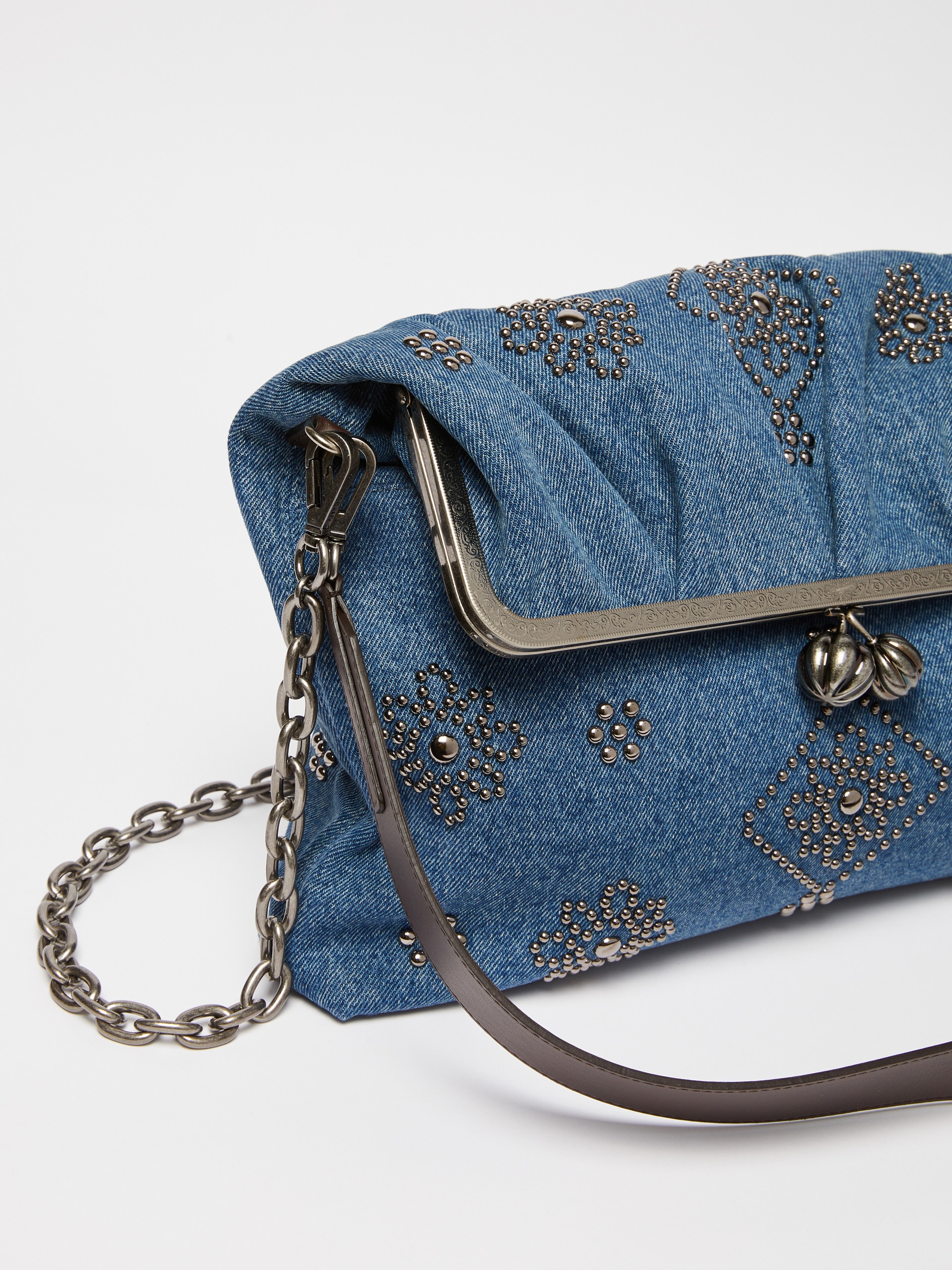 VANEZZA Large embroidered denim clutch-style Pasticcino Bag - 4