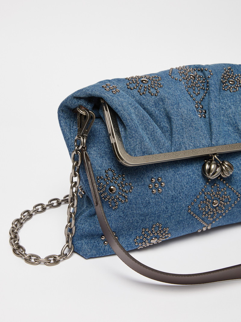 VANEZZA Large embroidered denim clutch-style Pasticcino Bag 4