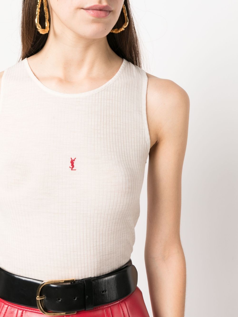 logo-embroidered wool tank top - 5