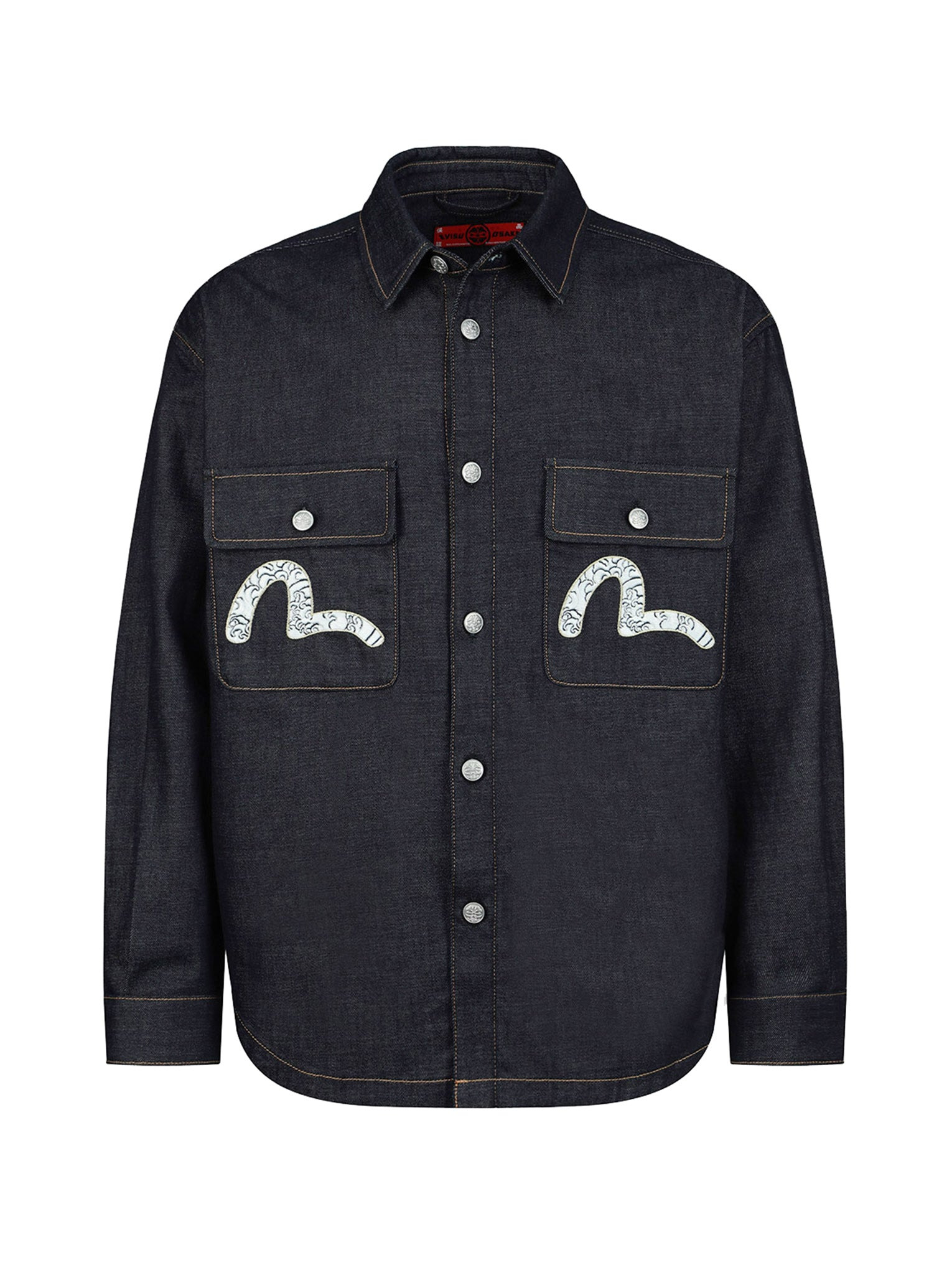 SEA WAVE-PATTERN SEAGULL EMBROIDERY DENIM SHIRT JACKET - 11