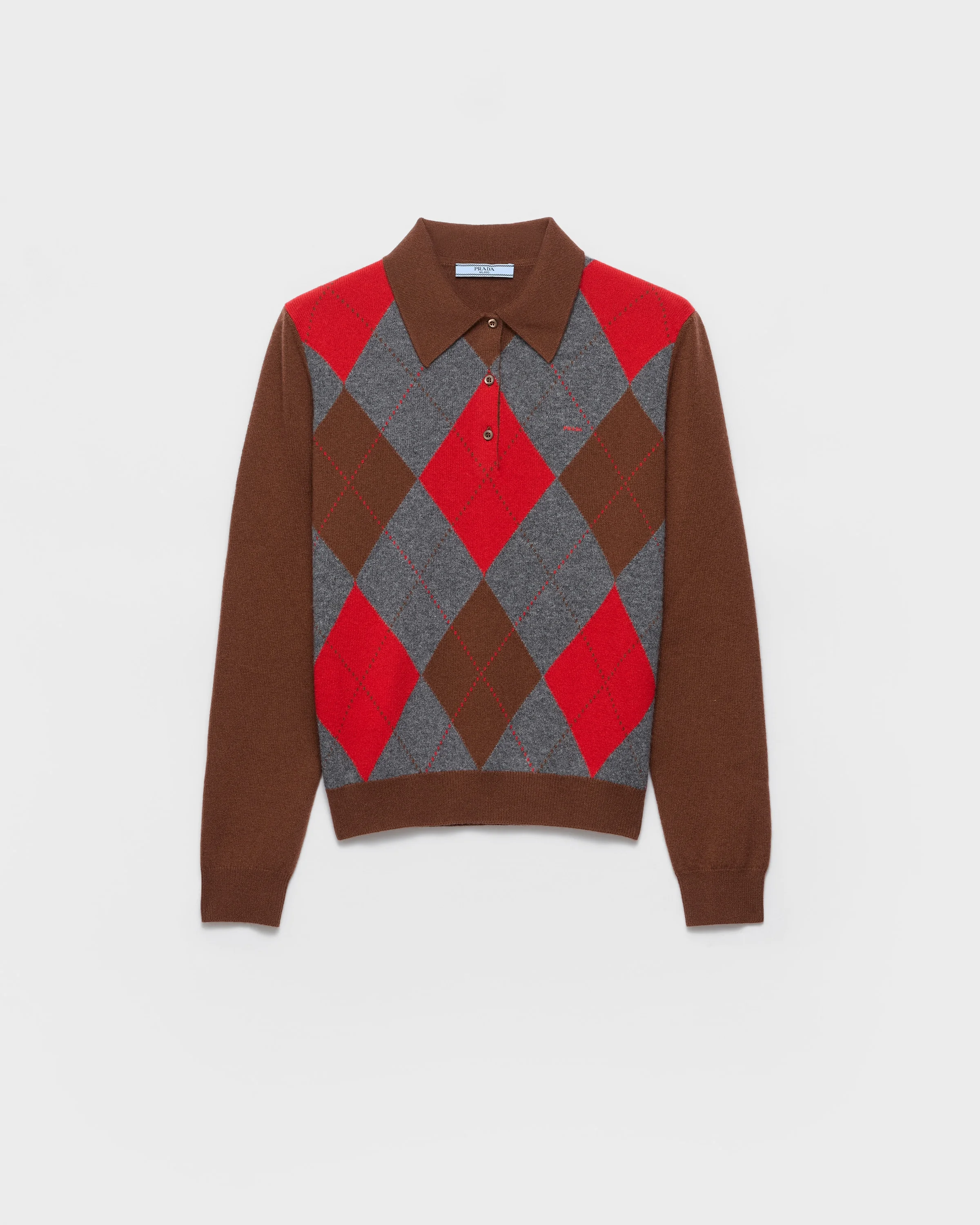 Argyle cashmere polo sweater - 1