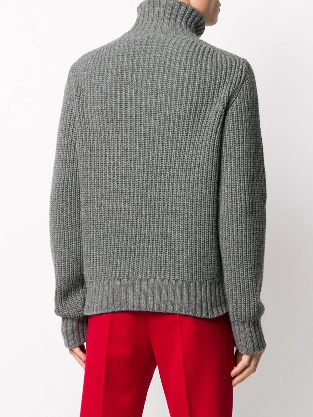 ribbed funnel neck jumper - 4