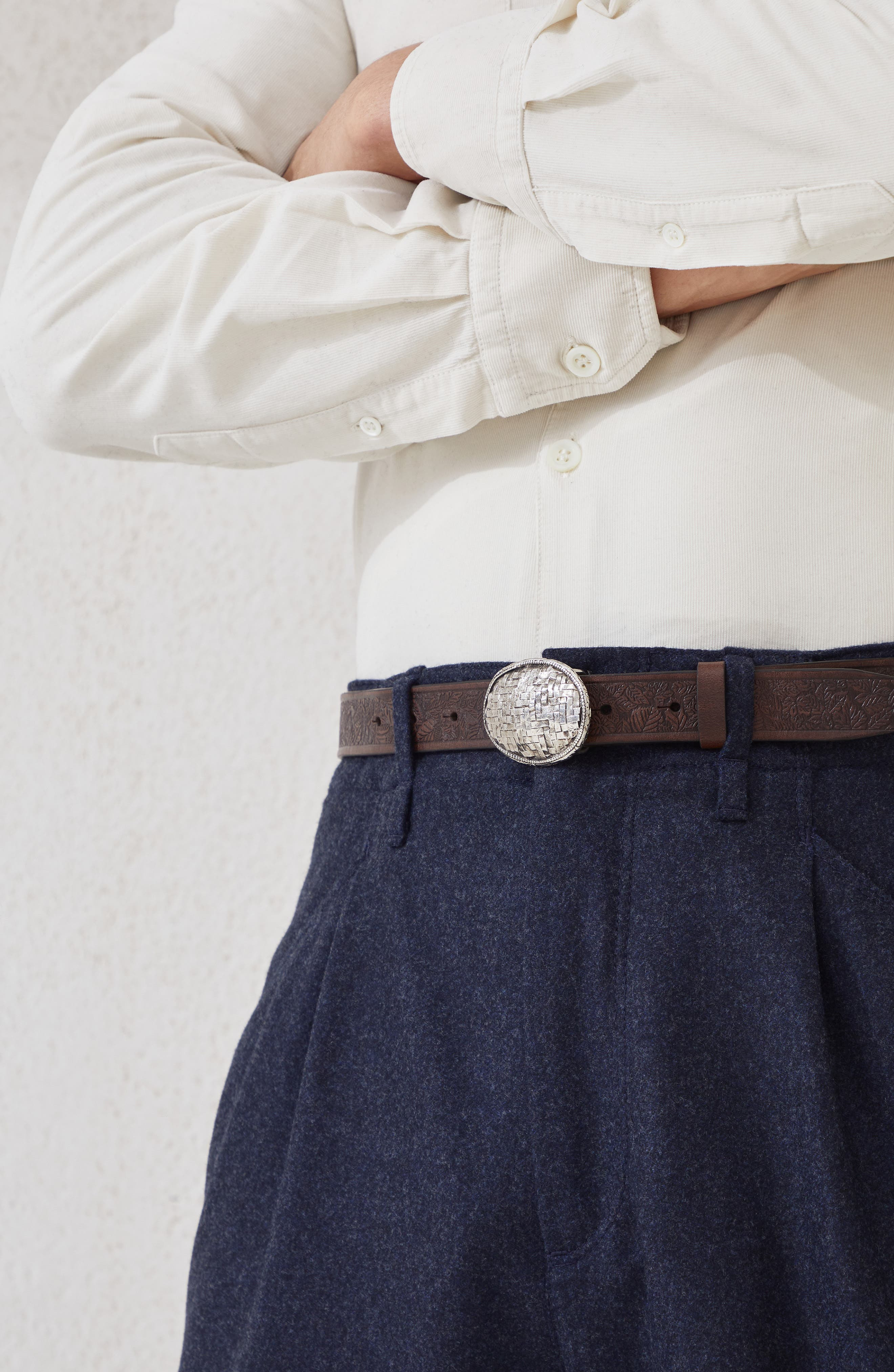 Brunello Cucinelli Calfskin belt in Ebony at Nordstrom - 4