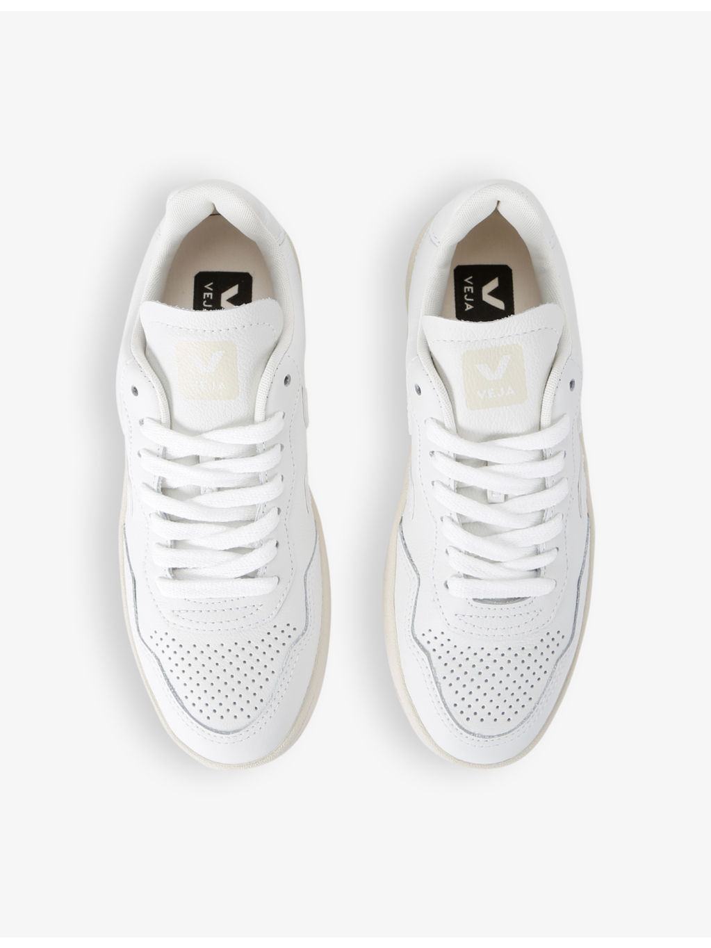 Women's V90 logo-embroidered low-top leather trainers - 2