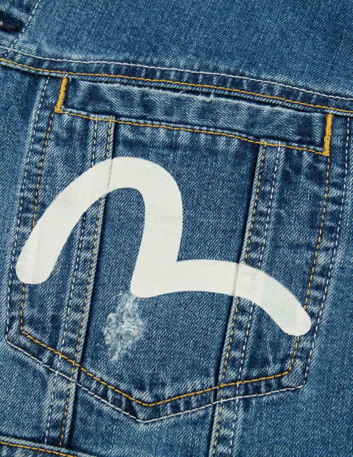 Deconstructed Kamon Print Denim Jacket - 12