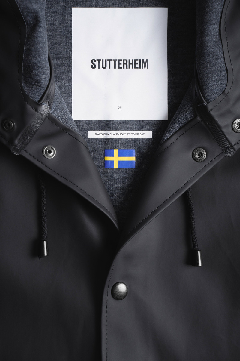 Stockholm Long Print Raincoat Black 8