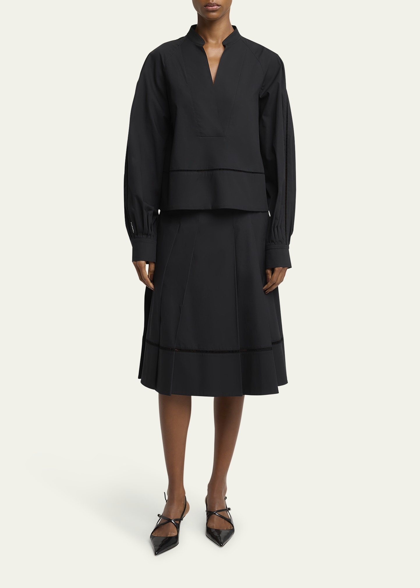 Grayson Ladder Stitch Poplin Top - 2
