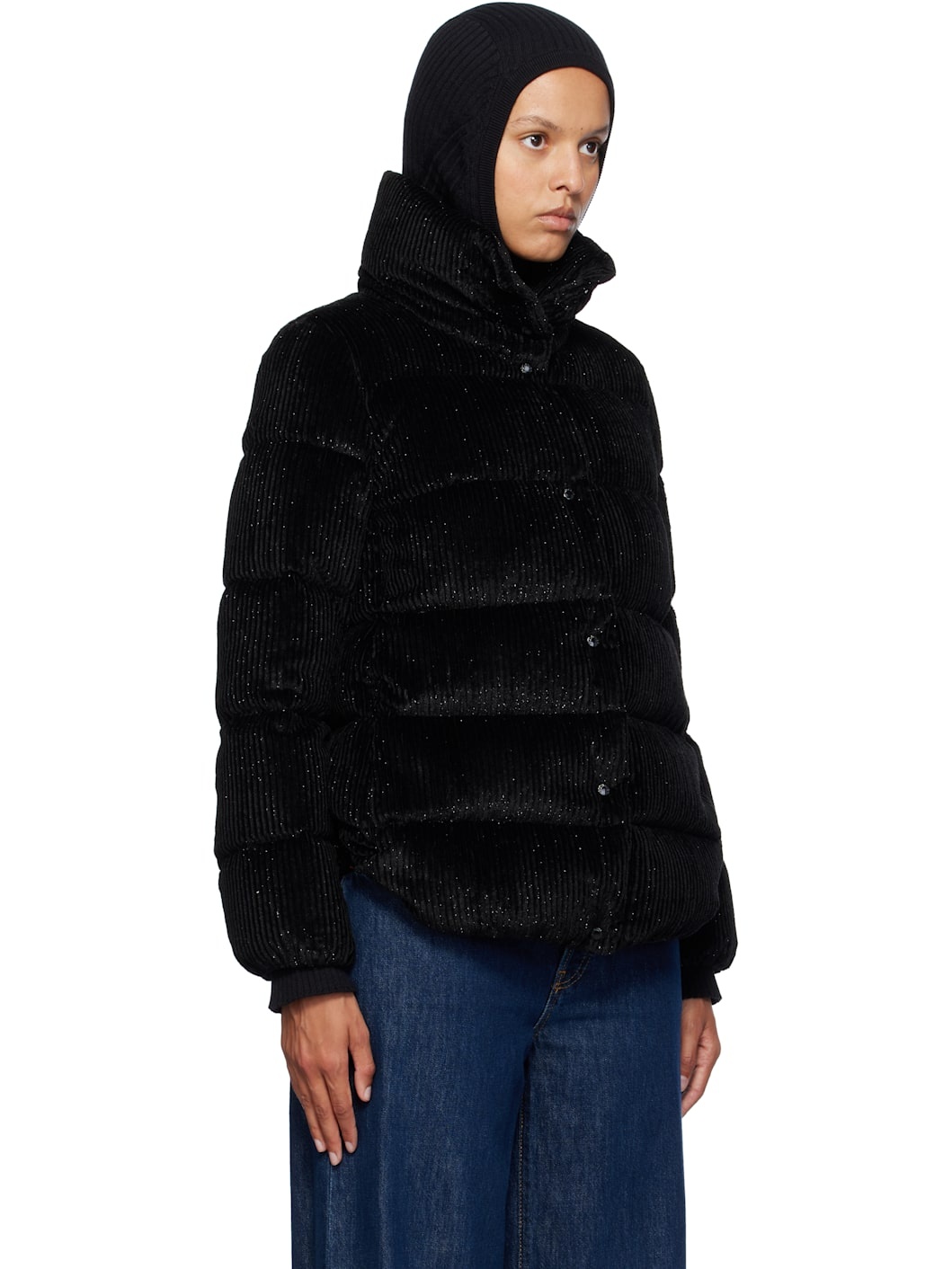 Black Cochevisse Corduroy Short Down Jacket - 2