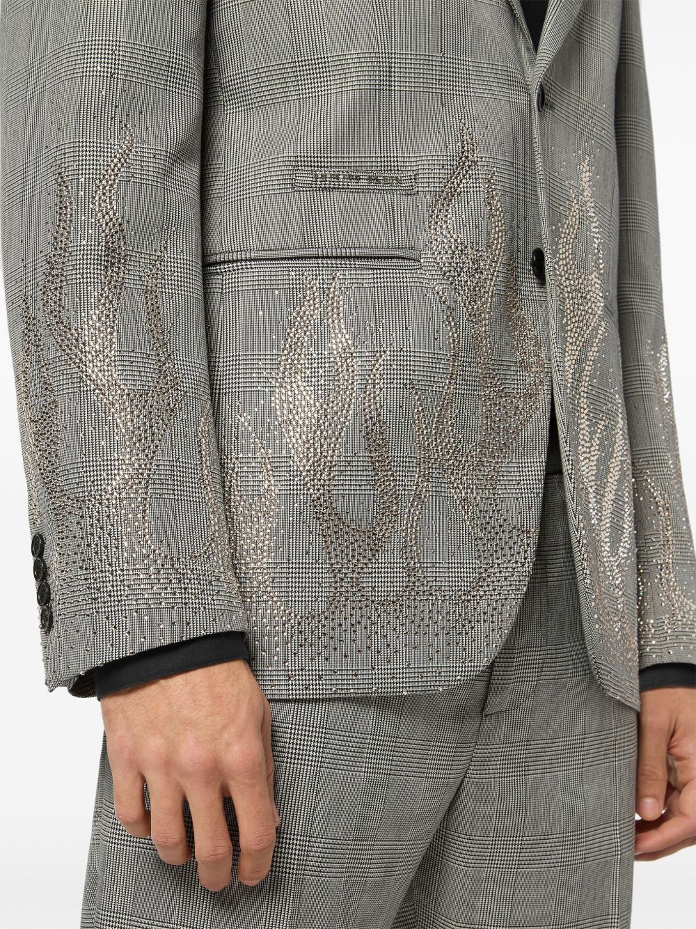 rhinestone-flame embellished blazer - 5