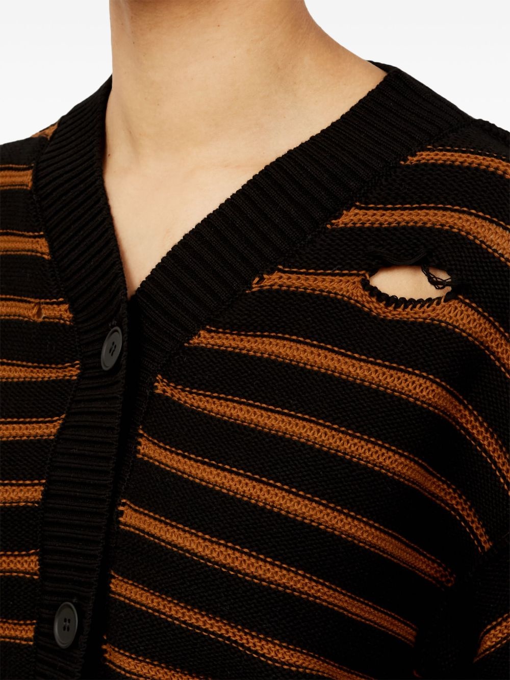 striped cotton knit cardigan - 6