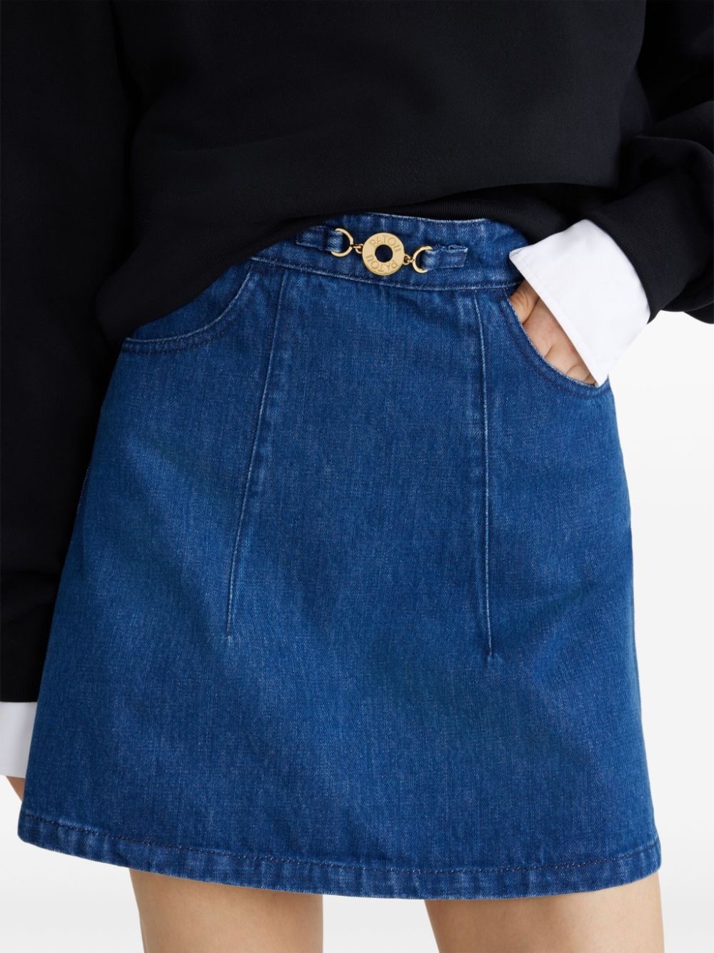organic-denim A-line miniskirt - 4