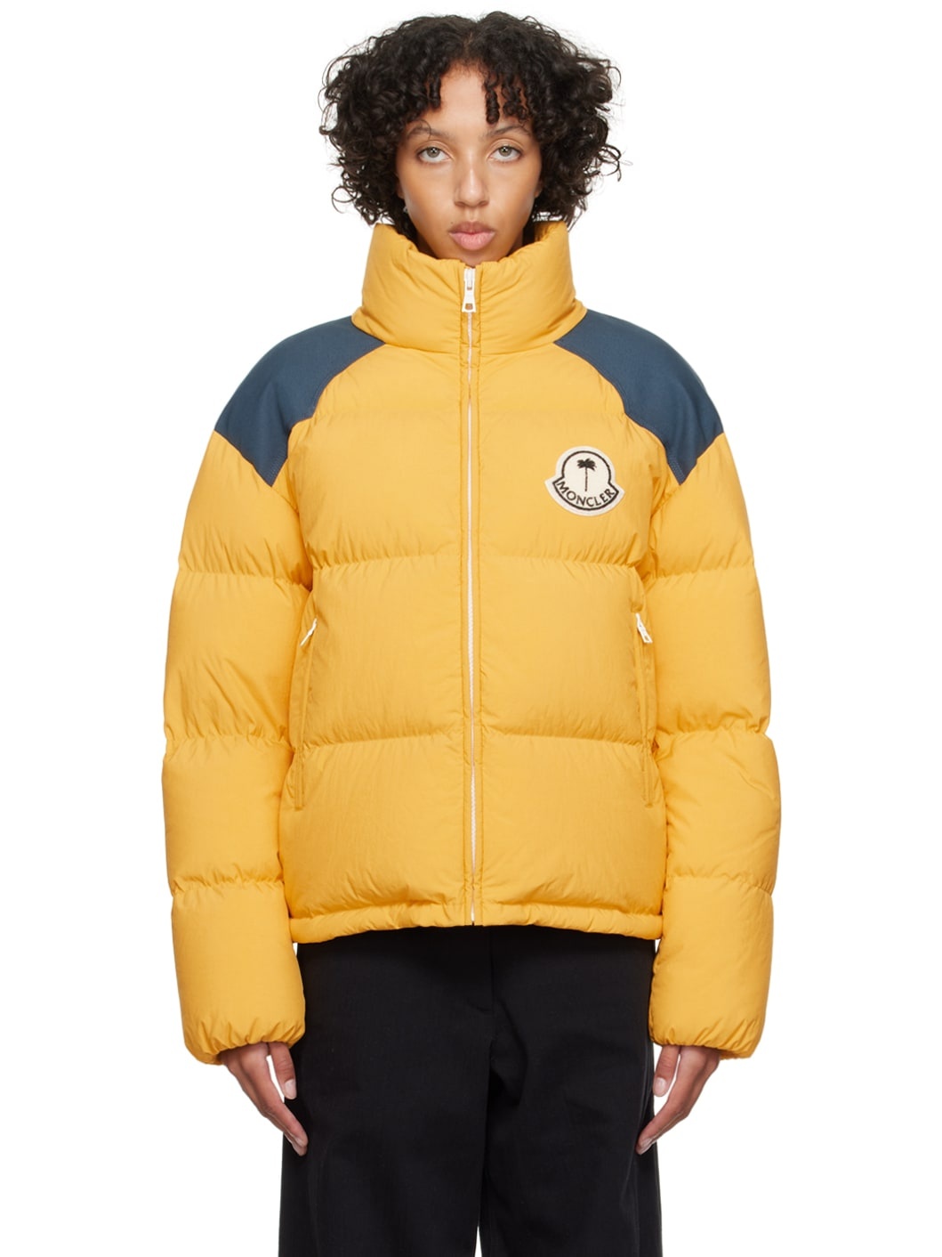 Moncler Moncler x Palm Angels Yellow Navy Nevis Down Jacket