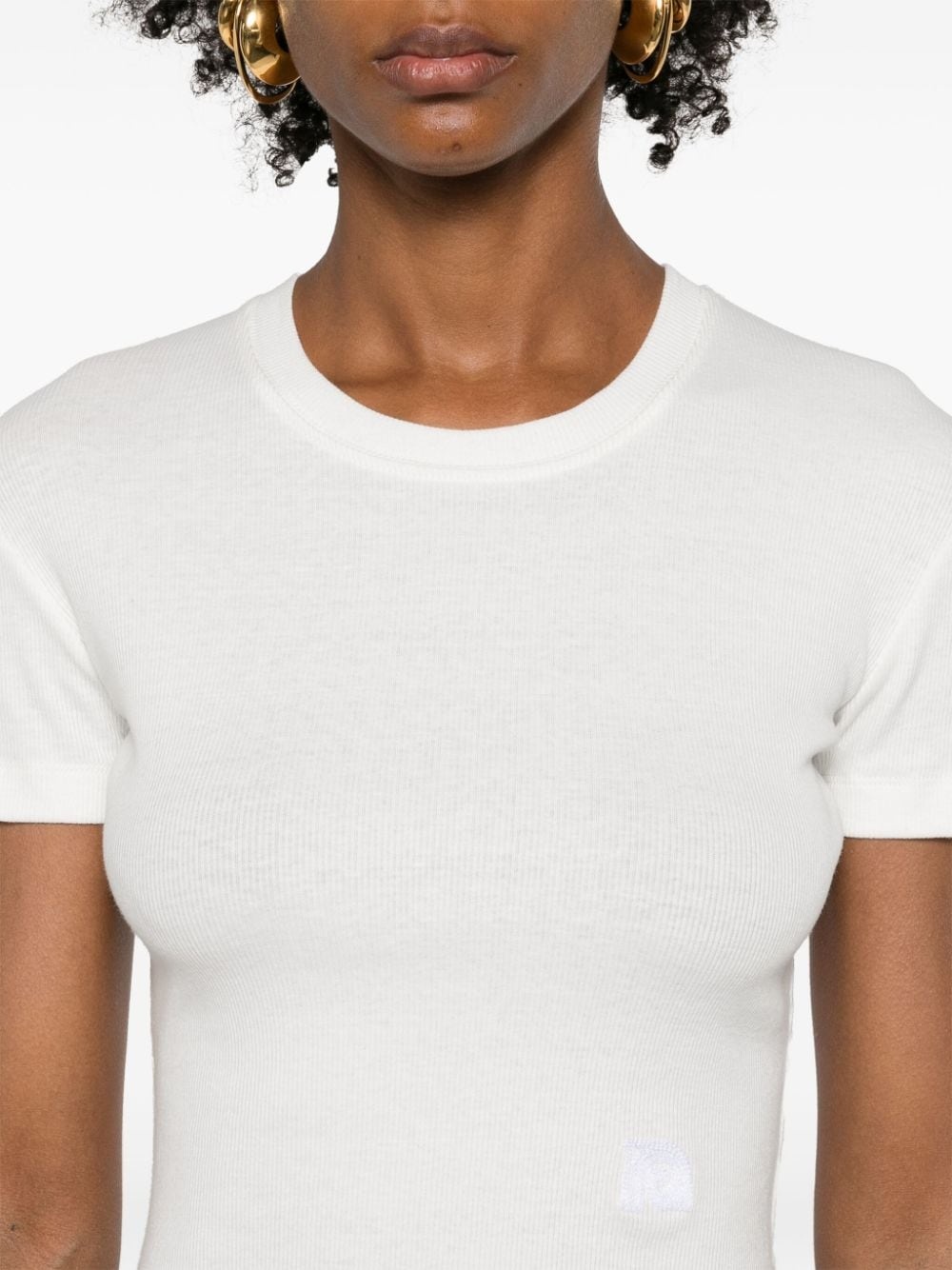 logo-embroidered ribbed T-shirt - 5